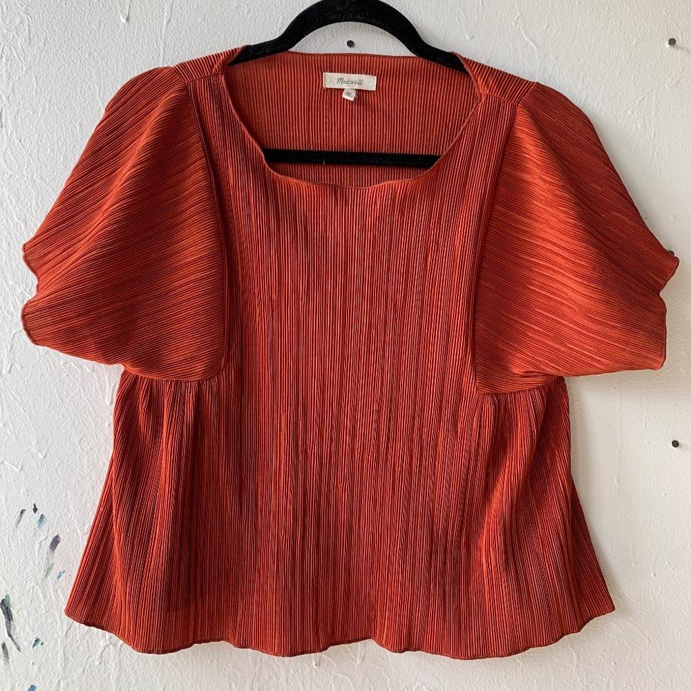 Flowy Cropped Rust Red Blouse Top from Madewell - XS, Great Condition!